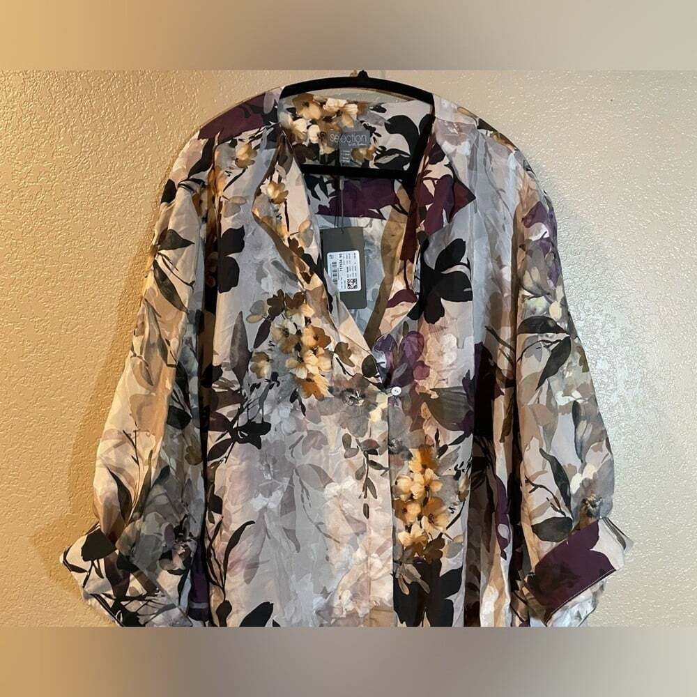 Ulla Popken Floral Midi Dress - Purple, Black, Cream - Picture 4 of 8